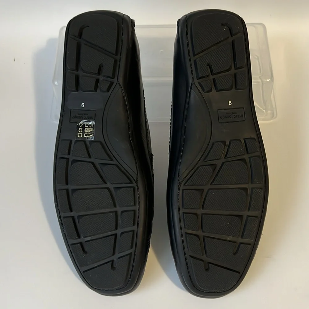 Marc Joseph Broadway Driving Loafers Black Leather Round Toe Shoes Sz 9